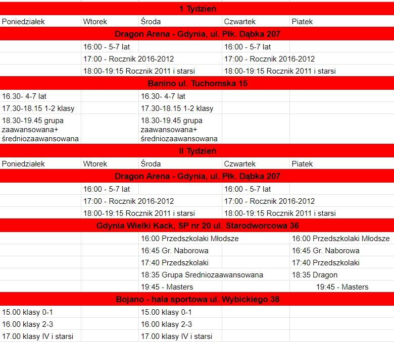 Plan treningów podczas ferii