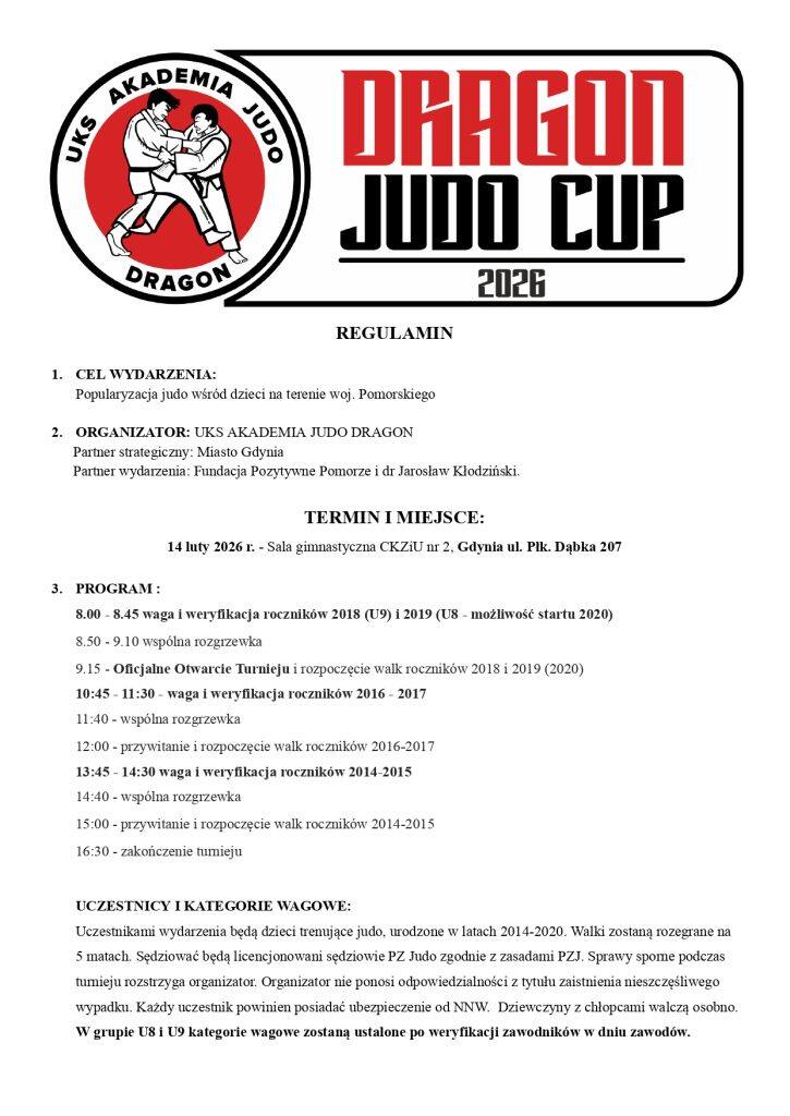 Zapraszamy na IV DRAGON JUDO CUP!