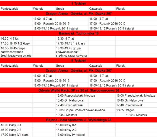 Plan treningów podczas ferii